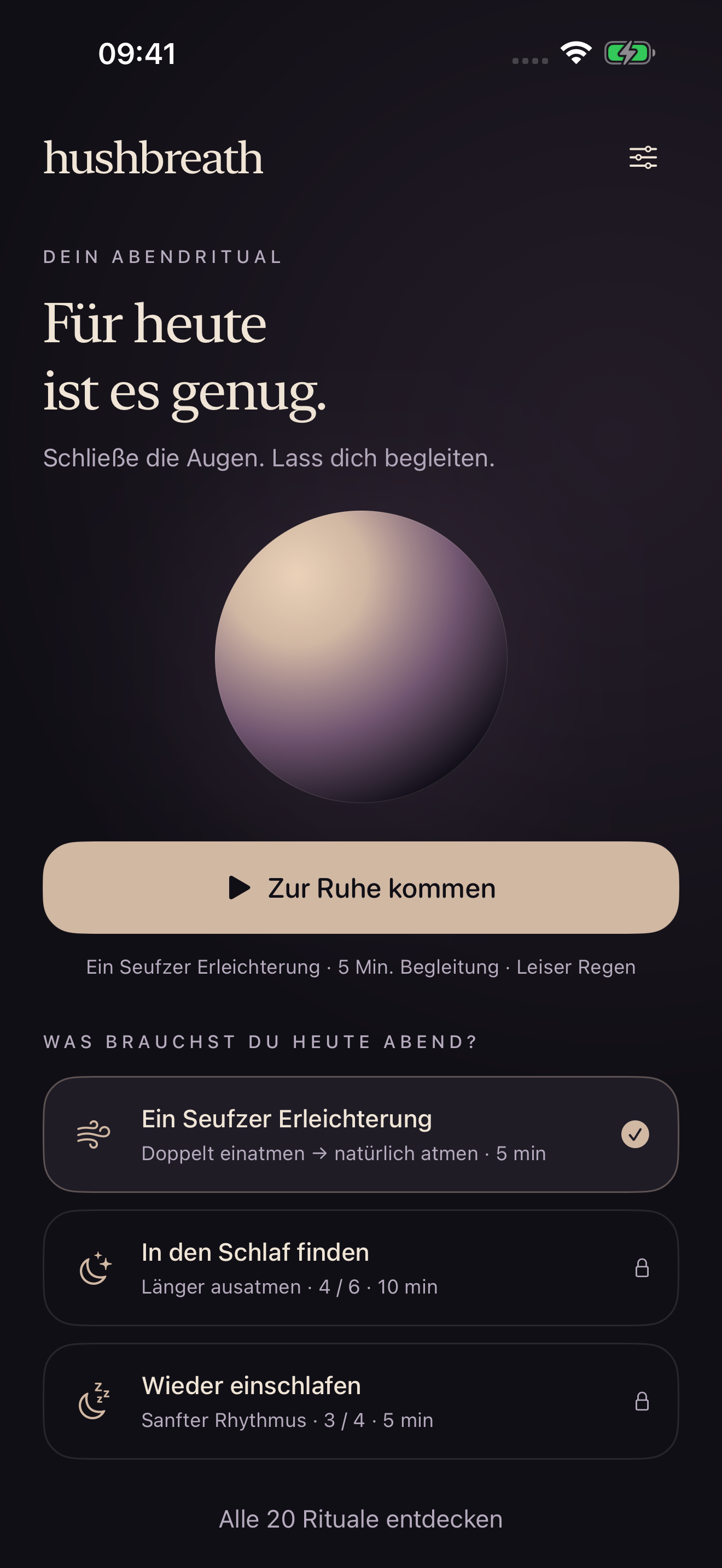 Startseite der Abendrituale