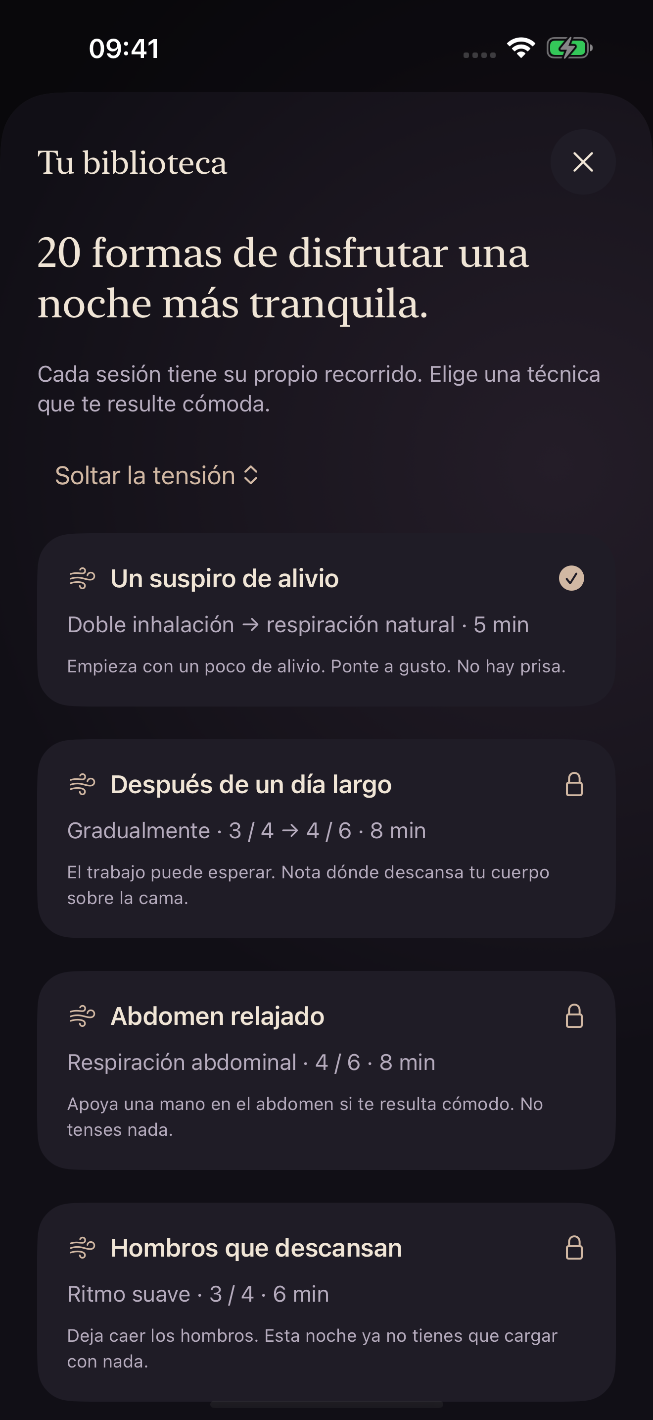 Biblioteca de rituales de respiración
